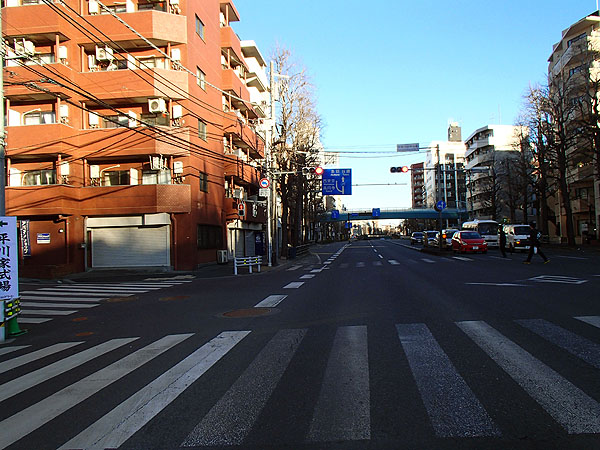 冬の朝の環八通り